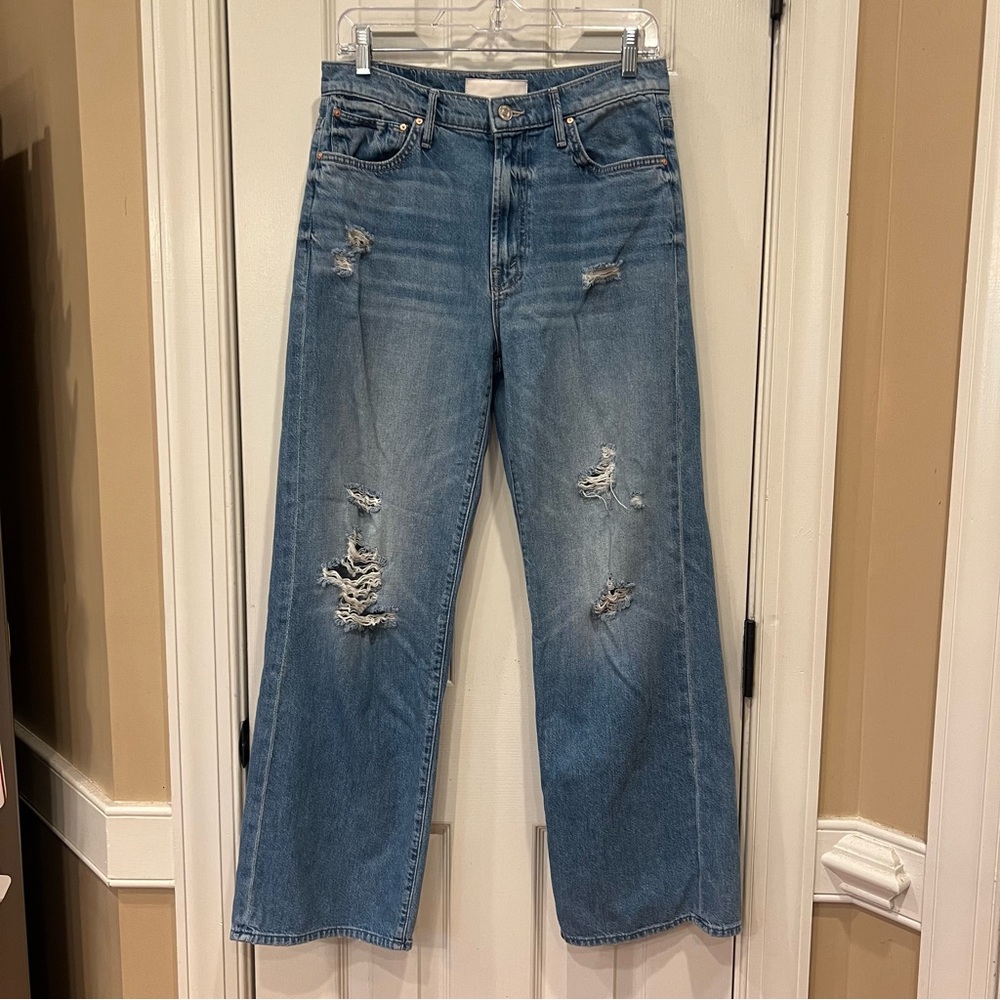 Mother Superior Lil Dodger Sneak Distressed Wide Leg Jeans Tomorrow Always Knows